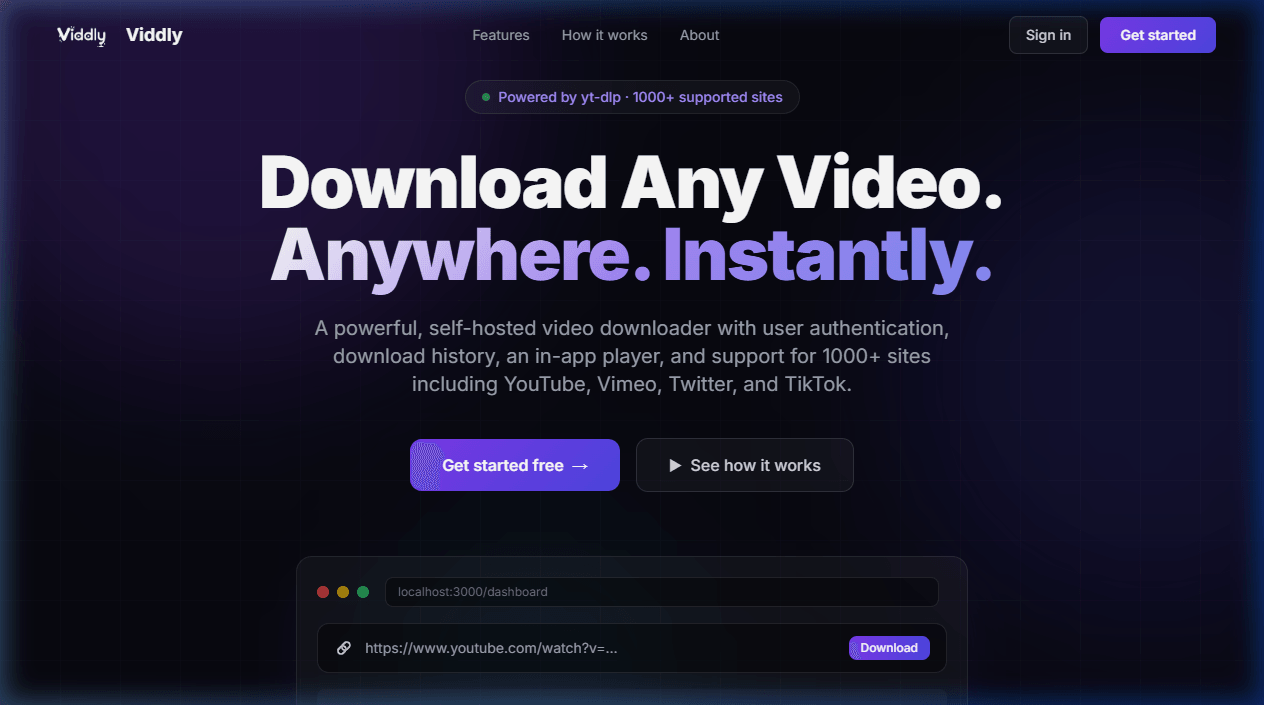Viddly project screenshot